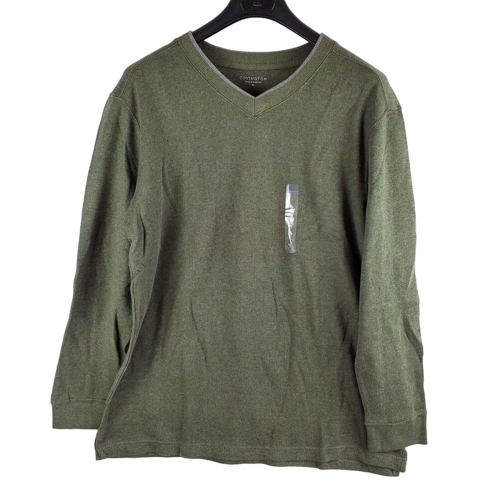 Covington Shirt Mens XL V Neck Hunter Green New Gorpcore Dadcore Casual Preppy